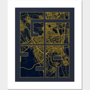 Giza, Egypt City Map Typography - Gold Art Deco Posters and Art